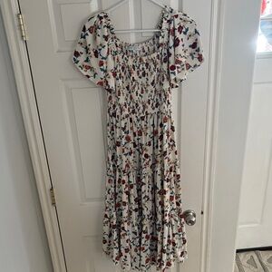 Ivy City Co Floral Smocked Midi Dress